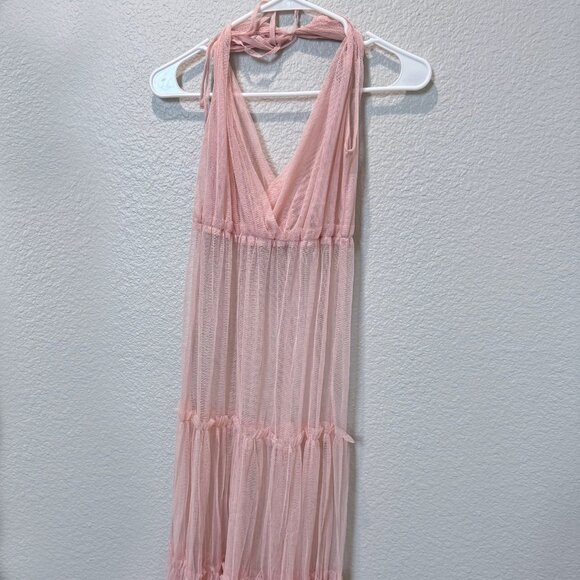 Forever 21 Sheer Pinkish-Mauve Ruffled Dress Size S - Picture 1 of 4